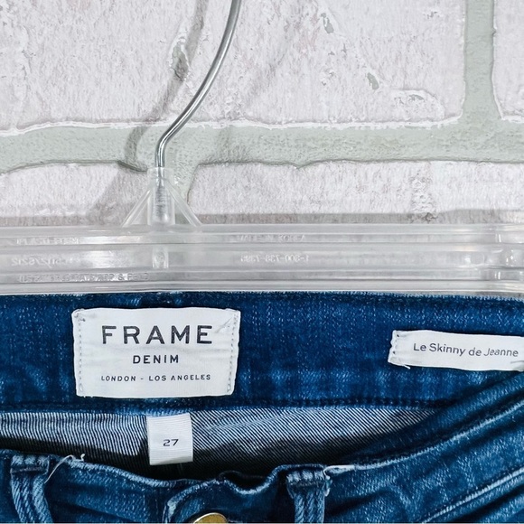 Frame Le Skinny de Jeanne Jeans in Shelby Wash with Chewed Hem Size 27 - Picture 7 of 8